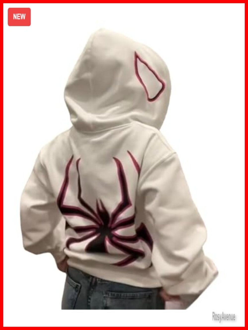 Y2K Oversized Spider Graphic Zip Up Hoodie Loose Fit Long Sleeve Streetwear